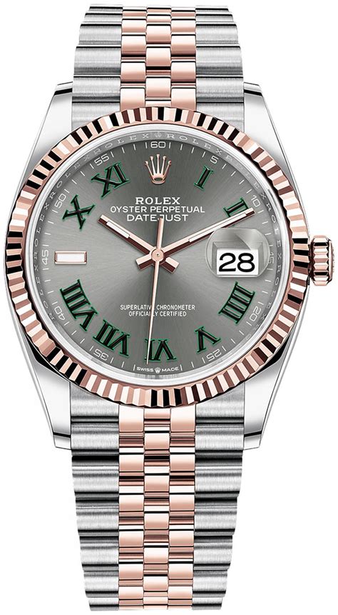 rolex datejust wimbledon 36mm rose gold|Rolex 36 diamond dial.